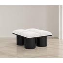  Color_Cream/ Black Finish -- Pavilion Cream Boucle Fabric Upholstered 4 pc Modular Bench IMAGE 2