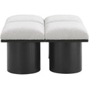  Color_Cream/ Black Finish -- Pavilion Cream Boucle Fabric Upholstered 4 pc Modular Bench IMAGE 3