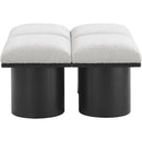Meridian Pavilion Cream Boucle Fabric Bench IMAGE 3