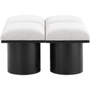  Color_Cream/ Black Finish -- Pavilion Cream Boucle Fabric Upholstered 4 pc Modular Bench IMAGE 4