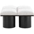 Meridian Pavilion Cream Boucle Fabric Bench IMAGE 4