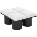  Color_Cream/ Black Finish -- Pavilion Cream Boucle Fabric Upholstered 4 pc Modular Bench IMAGE 5