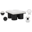  Color_Cream/ Black Finish -- Pavilion Cream Boucle Fabric Upholstered 4 pc Modular Bench IMAGE 8