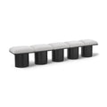  Color_Cream/ Black Finish -- Pavilion Cream Boucle Fabric Upholstered 5 pc Modular Bench IMAGE 1