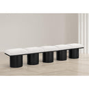  Color_Cream/ Black Finish -- Pavilion Cream Boucle Fabric Upholstered 5 pc Modular Bench IMAGE 2