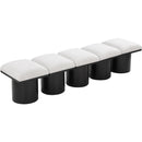  Color_Cream/ Black Finish -- Pavilion Cream Boucle Fabric Upholstered 5 pc Modular Bench IMAGE 5