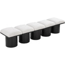 Meridian Pavilion Cream Boucle Fabric Bench IMAGE 5