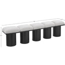  Color_Cream/ Black Finish -- Pavilion Cream Boucle Fabric Upholstered 5 pc Modular Bench IMAGE 7