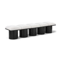 Color_Cream/ Black Finish -- Pavilion Cream Boucle Fabric Upholstered 5 pc Modular Bench IMAGE 1