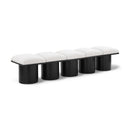  Color_Cream/ Black Finish -- Pavilion Cream Boucle Fabric Upholstered 5 pc Modular Bench IMAGE 1