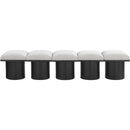  Color_Cream/ Black Finish -- Pavilion Cream Boucle Fabric Upholstered 5 pc Modular Bench IMAGE 3