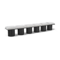  Color_Cream/ Black Finish -- Pavilion Cream Boucle Fabric Upholstered 6 pc Modular Bench IMAGE 1