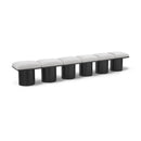  Color_Cream/ Black Finish -- Pavilion Cream Boucle Fabric Upholstered 6 pc Modular Bench IMAGE 1