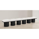 Meridian Pavilion Cream Boucle Fabric Bench IMAGE 2