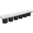  Color_Cream/ Black Finish -- Pavilion Cream Boucle Fabric Upholstered 6 pc Modular Bench IMAGE 5