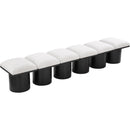 Meridian Pavilion Cream Boucle Fabric Bench IMAGE 5
