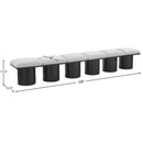  Color_Cream/ Black Finish -- Pavilion Cream Boucle Fabric Upholstered 6 pc Modular Bench IMAGE 7