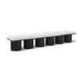  Color_Cream/ Black Finish -- Pavilion Cream Boucle Fabric Upholstered 6 pc Modular Bench IMAGE 1