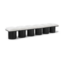  Color_Cream/ Black Finish -- Pavilion Cream Boucle Fabric Upholstered 6 pc Modular Bench IMAGE 1