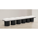  Color_Cream/ Black Finish -- Pavilion Cream Boucle Fabric Upholstered 6 pc Modular Bench IMAGE 2