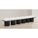 Meridian Pavilion Cream Boucle Fabric Bench IMAGE 2