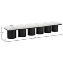  Color_Cream/ Black Finish -- Pavilion Cream Boucle Fabric Upholstered 6 pc Modular Bench IMAGE 6