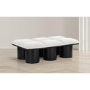  Color_Cream/ Black Finish -- Pavilion Cream Boucle Fabric Upholstered 6 pc Modular Bench IMAGE 2