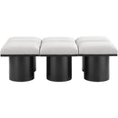 Meridian Pavilion Cream Boucle Fabric Bench IMAGE 3