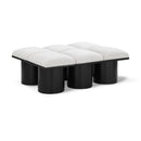  Color_Cream/ Black Finish -- Pavilion Cream Boucle Fabric Upholstered 6 pc Modular Bench IMAGE 1