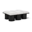 Meridian Pavilion Cream Boucle Fabric Bench IMAGE 1