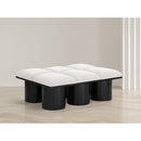  Color_Cream/ Black Finish -- Pavilion Cream Boucle Fabric Upholstered 6 pc Modular Bench IMAGE 2