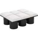  Color_Cream/ Black Finish -- Pavilion Cream Boucle Fabric Upholstered 6 pc Modular Bench IMAGE 5