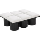 Meridian Pavilion Cream Boucle Fabric Bench IMAGE 5