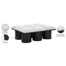  Color_Cream/ Black Finish -- Pavilion Cream Boucle Fabric Upholstered 6 pc Modular Bench IMAGE 8