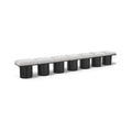  Color_Cream/ Black Finish -- Pavilion Cream Boucle Fabric Upholstered 7 pc Modular Bench IMAGE 1