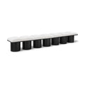  Color_Cream/ Black Finish -- Pavilion Cream Boucle Fabric Upholstered 7 pc Modular Bench IMAGE 1