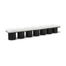  Color_Cream/ Black Finish -- Pavilion Cream Boucle Fabric Upholstered 7 pc Modular Bench IMAGE 1