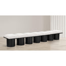  Color_Cream/ Black Finish -- Pavilion Cream Boucle Fabric Upholstered 7 pc Modular Bench IMAGE 2