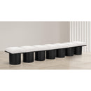 Meridian Pavilion Cream Boucle Fabric Bench IMAGE 2