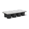  Color_Cream/ Black Finish -- Pavilion Cream Boucle Fabric Upholstered 8 pc Modular Bench IMAGE 1