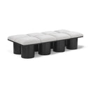  Color_Cream/ Black Finish -- Pavilion Cream Boucle Fabric Upholstered 8 pc Modular Bench IMAGE 1