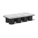 Meridian Pavilion Cream Boucle Fabric Bench IMAGE 1