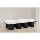  Color_Cream/ Black Finish -- Pavilion Cream Boucle Fabric Upholstered 8 pc Modular Bench IMAGE 2