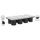  Color_Cream/ Black Finish -- Pavilion Cream Boucle Fabric Upholstered 8 pc Modular Bench IMAGE 7