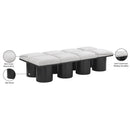 Meridian Pavilion Cream Boucle Fabric Bench IMAGE 7