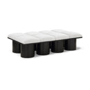  Color_Cream/ Black Finish -- Pavilion Cream Boucle Fabric Upholstered 8 pc Modular Bench IMAGE 1