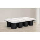  Color_Cream/ Black Finish -- Pavilion Cream Boucle Fabric Upholstered 8 pc Modular Bench IMAGE 2