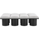  Color_Cream/ Black Finish -- Pavilion Cream Boucle Fabric Upholstered 8 pc Modular Bench IMAGE 3