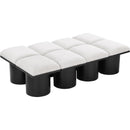  Color_Cream/ Black Finish -- Pavilion Cream Boucle Fabric Upholstered 8 pc Modular Bench IMAGE 5