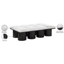 Meridian Pavilion Cream Boucle Fabric Bench IMAGE 8